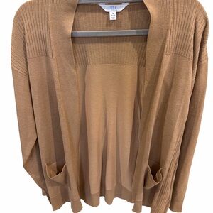 Time and Tru Open-Front Camel/Brown Knit Cardigan
